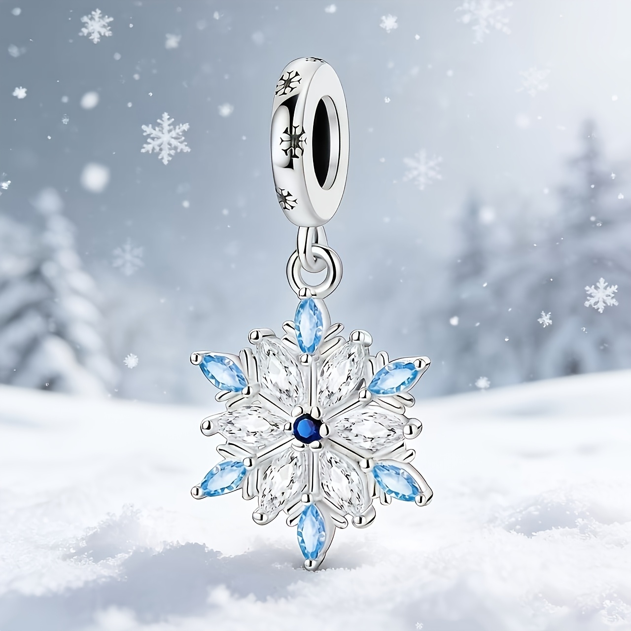 Women's 925 Silver Plated Frost Snowflake Pendant Charm